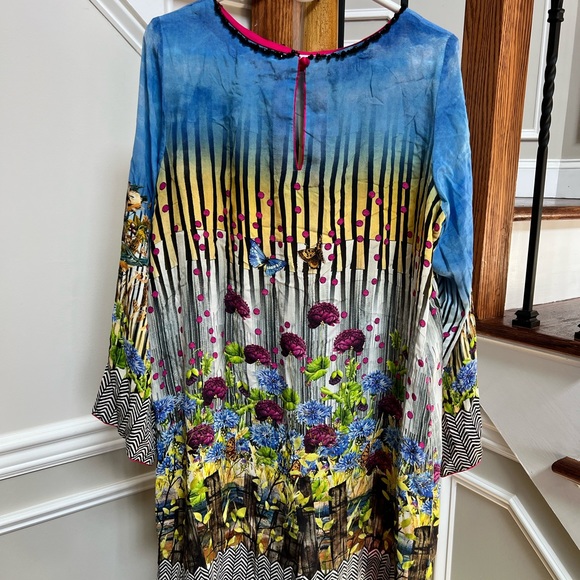 Sapphire Large silk tunic Indian Pakistani kurta - Picture 2 of 3